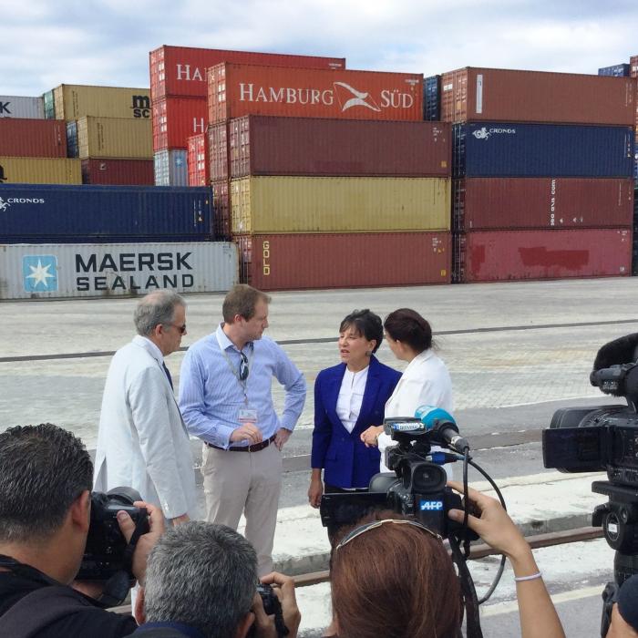 Secretary Penny Pritzker (second from left) visits the Mariel Special Development Zone in Cuba