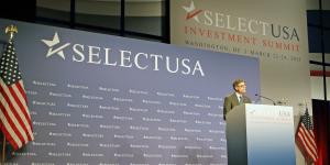 U.S. Secretary of the Treasury Department Jack Lew addresses the 2015 SelectUSA Investment Summit.