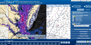 NOAA's nowCOAST web portal, shown here with wind gusts and directions, has 60 layers of data the user can click on or turn off. (Credit: NOAA).
