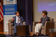 SEC Chairman Jay Clayton and U.S. Treasurer Jovita Carranza participate in the FGP Summit Fireside Chat