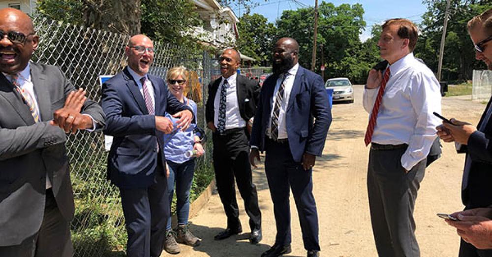 Assistant Secretary Fleming, Ja’Ron Smith, Deputy Assistant to the President and Scott Turner, Executive Director of the White House Opportunity and Revitalization Council (WHORC) tour an Opportunity Zone project in Tremont, South Cleveland, Ohio.
