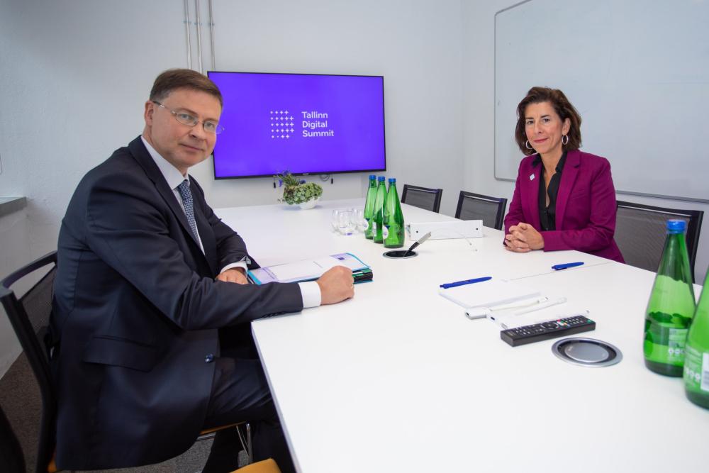 U.S. Commerce Secretary Gina Raimondo and European Commission Executive Vice President Valdis Dombrovskis.