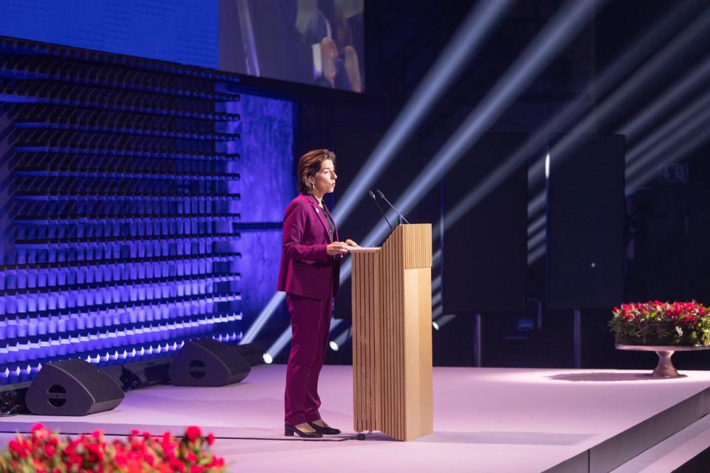 U.S. Secretary of Commerce Gina Raimondo gives keynote address at the Tallinn Digital Summit.