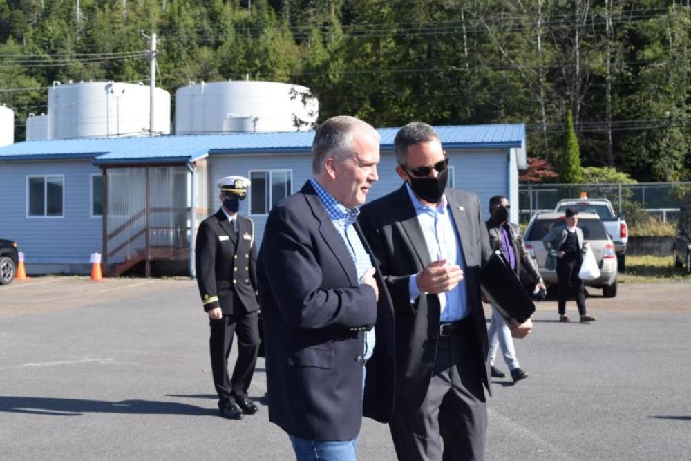 Deputy Secretary Graves and Alaska Senator Dan Sullivan at the NOAA Ketchikan Port Facility groundbreaking ceremony.