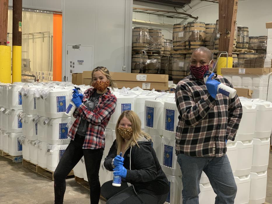 Employees at Headframe Spirits in Butte, Montana.