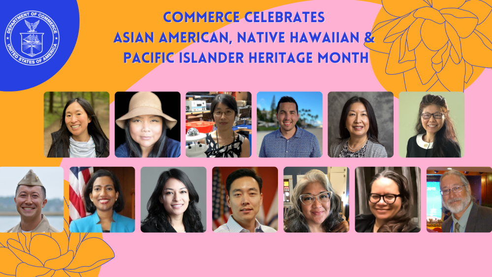 Photo collage of Asian American and Native Hawaiian/Pacific Islander Commerce employees