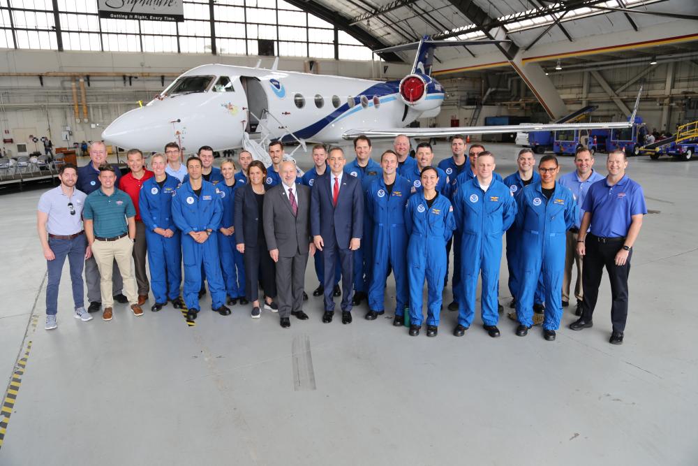 Deputy Secretary Graves and NOAA Administrator Richard Spinrad with Office of Marine and Aviation Operations and National Hurricane Center teams.