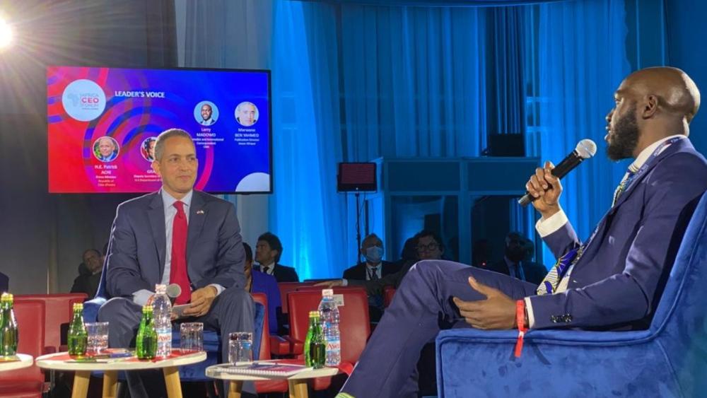 U.S. Deputy Secretary of Commerce is interviewed by CNN International Correspondent Larry Madowo at the Africa CEO Forum. 