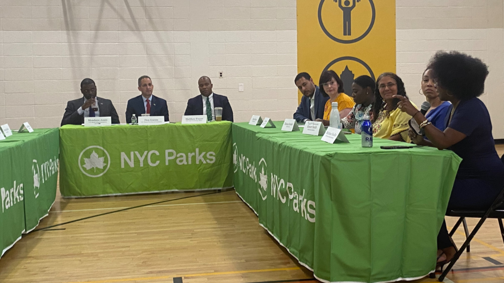 Deputy Secretary Graves and New York Congressman Mondaire Jones participated in an event at the New York Parks Alfred E. Smith Recreation Center