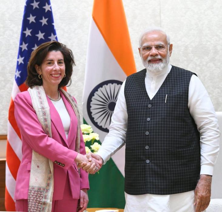 Commerce Secretary Gina Raimondo and Prime Minister of India Narendra Modi