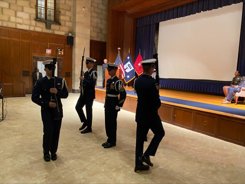 Photo of the United States Coast Guard Silent Drill Team. 