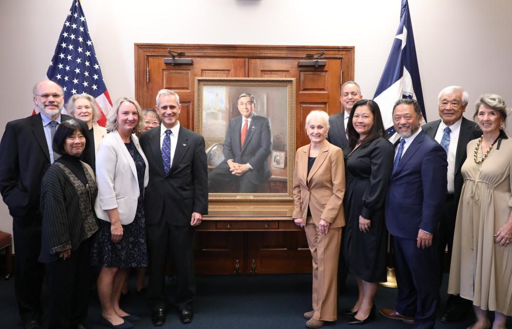 U.S. Deputy Secretary of Commerce Don Graves pictured with family and friends of Norman Y. Mineta at a dedication ceremony prior to naming the Commerce Department’s auditorium in his honor.