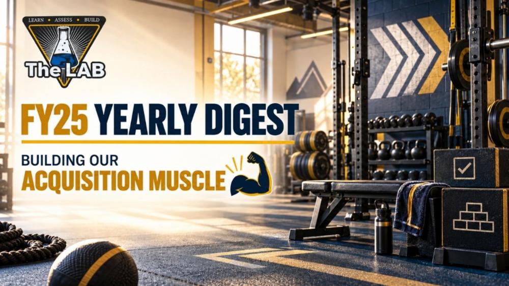 picture of a gym and weights with the words FY25 Yearly Digest Building our Acquisition Muscle