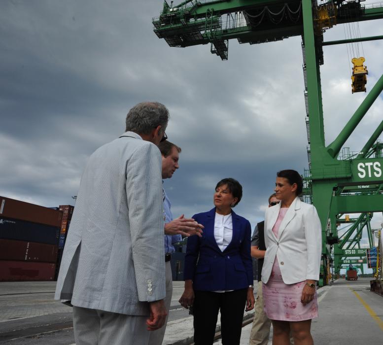 Secretary Pritzker (second from right) tours Mariel Port in Cuba