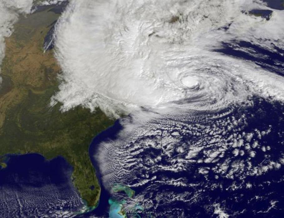 Satellite view of Superstorm Sandy on October 29, 2012