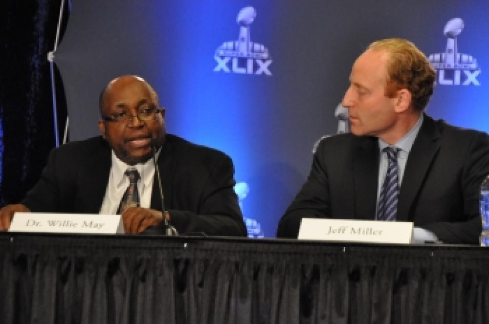 Dr. Willie May at press conference announcing the Head Health Challenge III