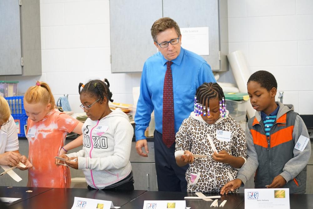 U.S. Patent and Trademark Office Chief Communications Officer Patrick Ross visits a 4th grade class at River’s Edge Montessori School in Dayton, Ohio