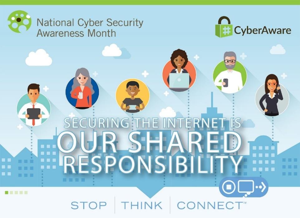 Graphic on National Cyber Security Awareness Month:  Securing the Internet is Our Shared Responsibility