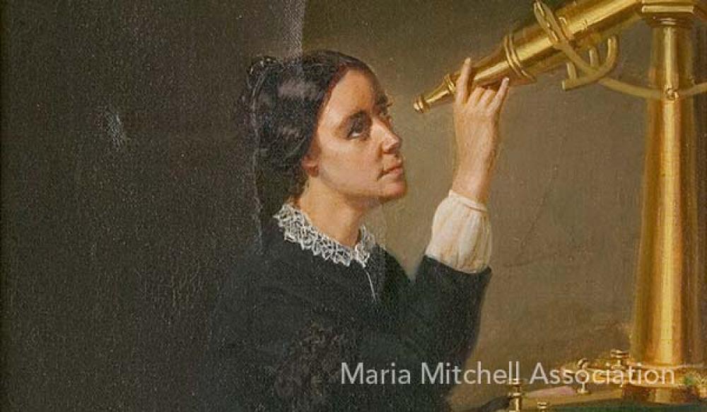Portrait of Maria Mitchell, the first professional woman hired by the federal government. She was hired to do astronomical observations for the U.S. Coast Survey, now part of NOAA.