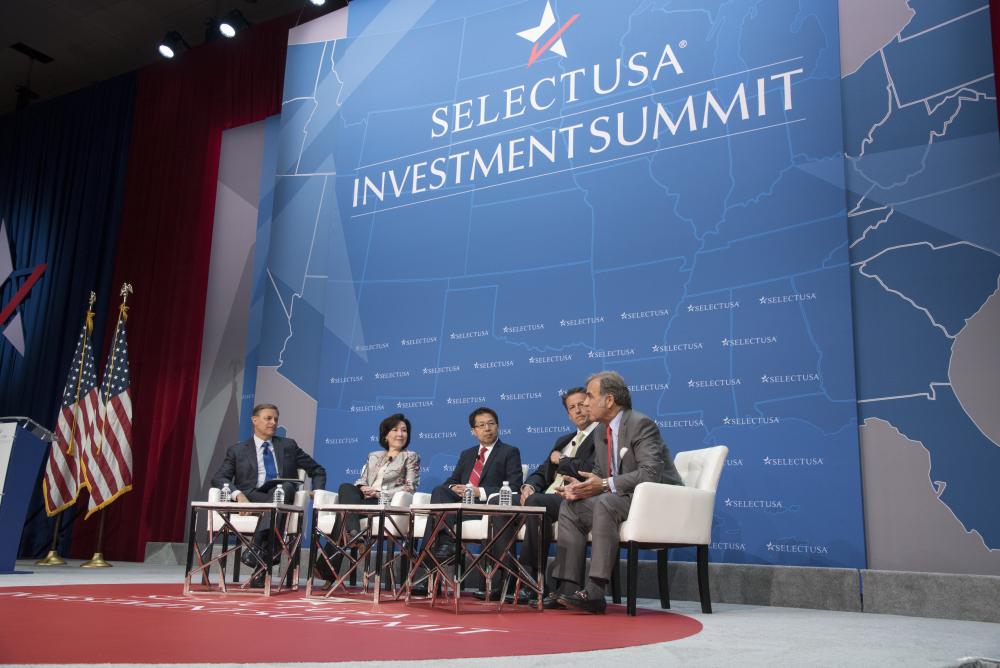 Ludwig Willisch (far right), President, CEO and Chairman of the Board for BMW (U.S.) Holding Corp., discusses BMW’s manufacturing operations in the United States at the SelectUSA Investment Summit on June 20, 2017
