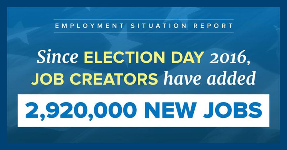 February 2018 Employment Situation Report - Since Election Day 2016, job creators have added 2,920,000 new jobs