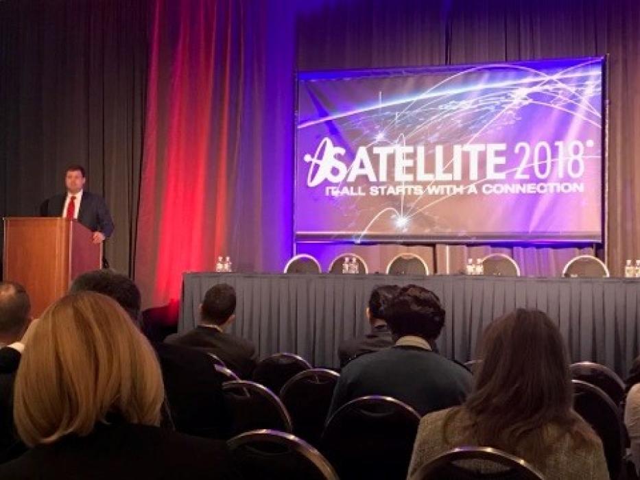 NTIA Assistant Secretary David Redl addresses the Satellite 2018 convention pledging his commitment to collaborate with the U.S. satellite industry