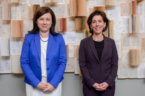 U.S. Secretary of Commerce Gina M. Raimondo and Vice President for Values and Transparency Vera Jourova. 