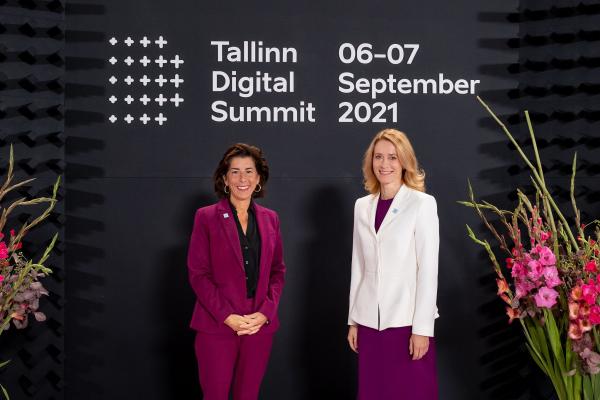 U.S. Commerce Secretary Gina Raimondo and Estonian Prime Minister Kaja Kallas.