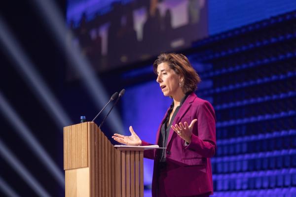 U.S. Secretary of Commerce Gina Raimondo gives keynote address at the Tallinn Digital Summit.