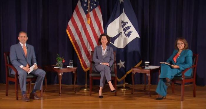 Deputy Secretary Graves, Secretary Raimondo and Assistant Secretary for Economic Development Alejandra Castillo at the Address to Employees on Department’s Strategic Plan