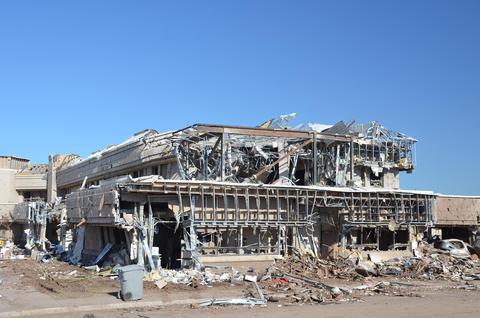 Moore Medical Center in Oklahoma following the Newcastle-Moore tornado, May 20, 2013. New grants awarded by NIST and NSF will support research into making buildings more resilient to natural disasters.