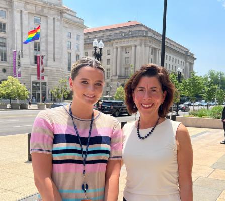 Marissa Baldauf Pekular and Secretary Gina Raimondo