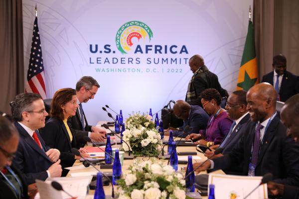 U.S. Commerce Secretary Gina Raimondo participates in bilateral meeting at the U.S. Africa Leaders Summit.  