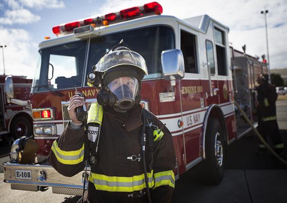 Firefighter with Radio