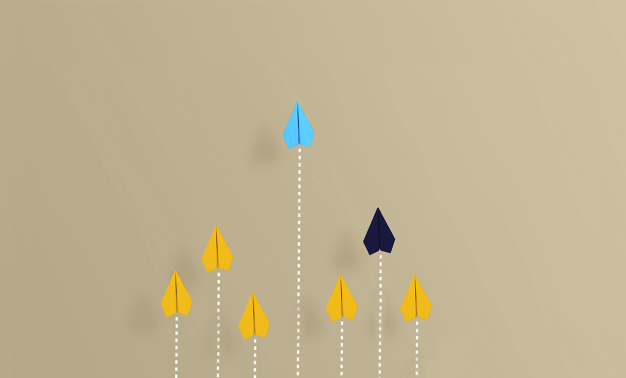 paper airplanes pointed upward