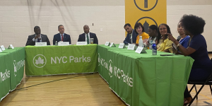 Deputy Secretary Graves and New York Congressman Mondaire Jones participated in an event at the New York Parks Alfred E. Smith Recreation Center