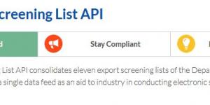 Screenshot of ITA's CSL application programming interface (API)
