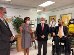 Commerce Secretary Gina Raimondo and Rhode Island Senator Jack Reed at the Cranston Public Schools Career & Technical Center in Cranston, Rhode Island.