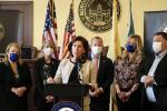 U.S. Secretary of Commerce Gina Raimondo with Congressman Gottheimer and local elected leaders.