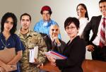 Photo of Hispanic workers in various occupations. 